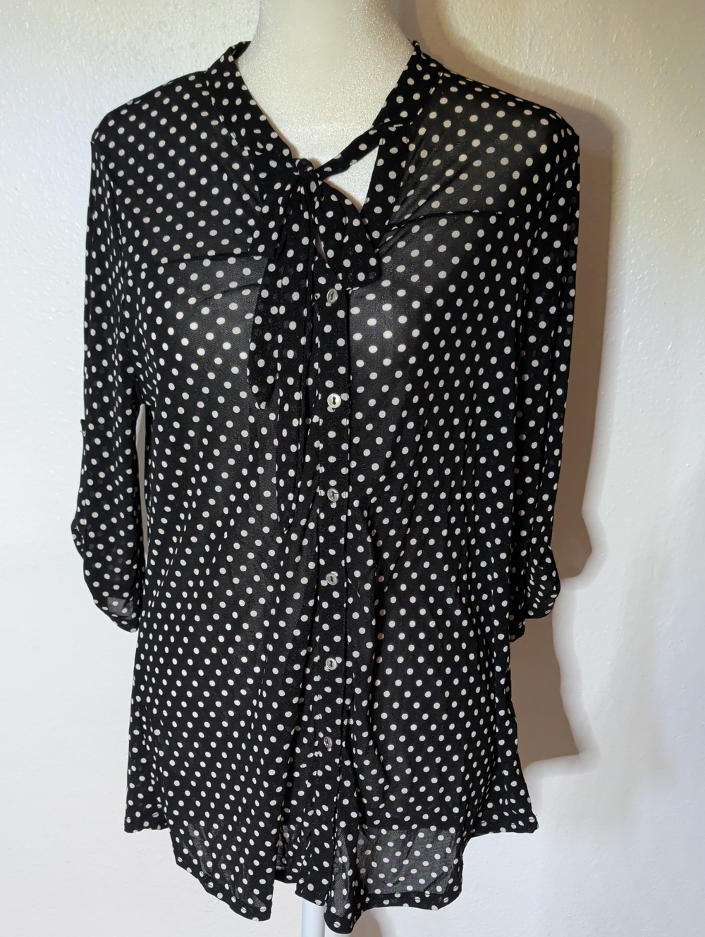 Siren Lily Black and White Polka Dot Blouse